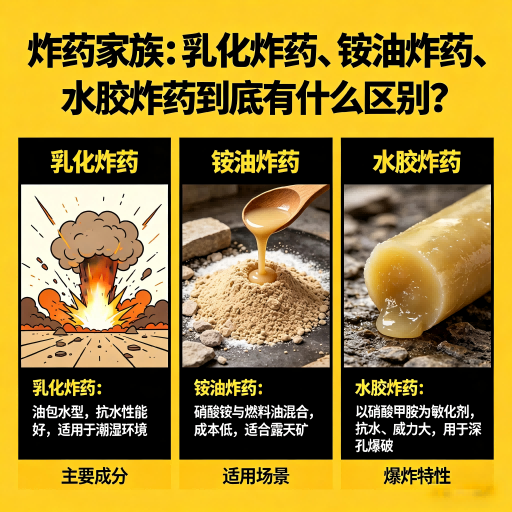 清原炸药家族：乳化炸药、铵油炸药、水胶炸药到底有什么区别？